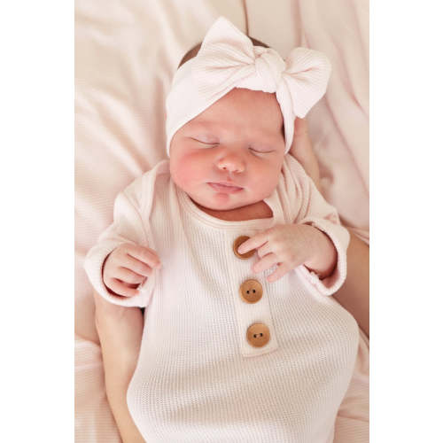 Bamboo Waffle Knit Large Bow Headwraps