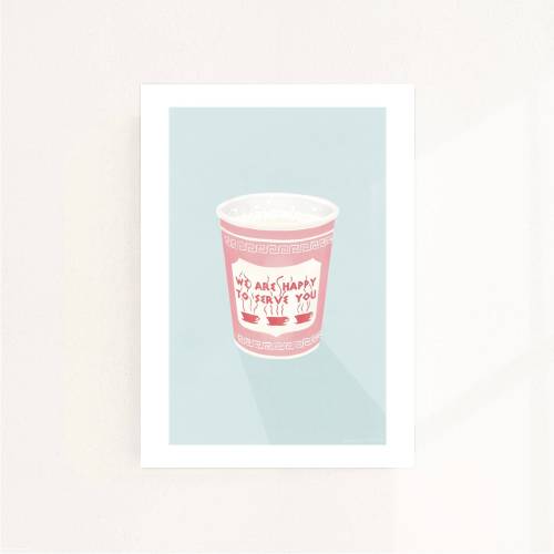 Happy to Serve You NYC Pink Cup 5x7 8x10 16x20 Digital Art Print | Printable Art | Downloadable Art | Pink Art | Gallery Art | NYC Art Print