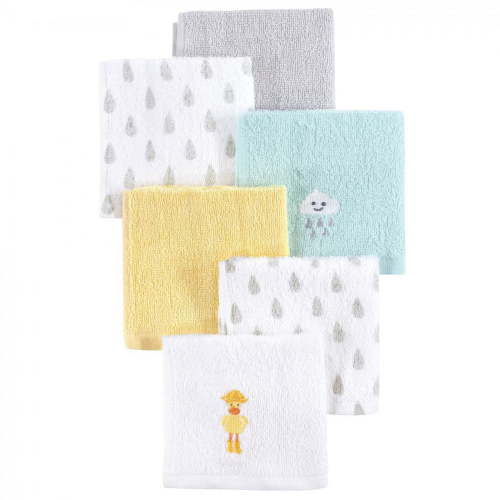 Hudson Baby Infant Unisex Super Soft Cotton Washcloths, Rain Duck, One Size