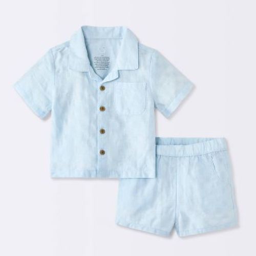 Baby Boys' 2pc Top and Bottom Sets - Cloud Island™ Light Blue 0-3M