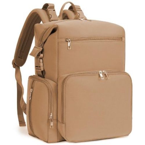Itopfox Neoprene Waterproof Diaper Backpack for Parents with Changing Pad, Large Storage & 10 Pockets, Travel-Friendly Design (Oat)