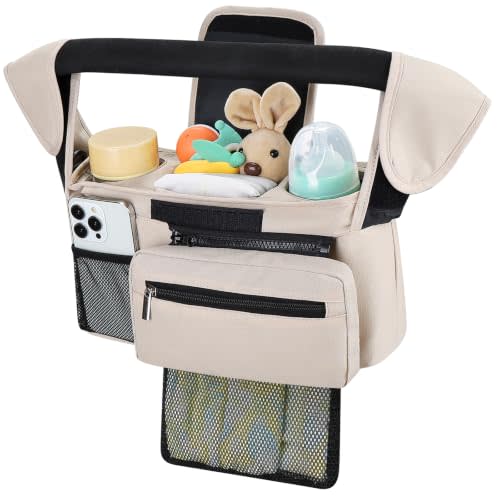 Accmor Universal Stroller Organizer with Insulated Cup Holder | Detachable Phone Bag and Shoulder Strap, Stroller Bag Caddy for Uppababy, Baby Jogger, Britax Strollers