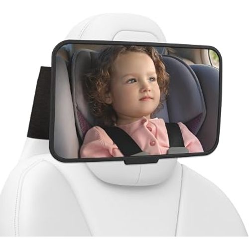 Baby Car Mirror for Fixed Headrests, Rear-Facing Infant Seat, Black