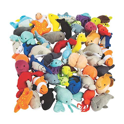 Fun Express Plush Mini Sea Life Assortment - Toys - Plush - Stuffed Aquatic & Arctic - VBS Vacation Bible School Supplies/Decor - 50 Pieces