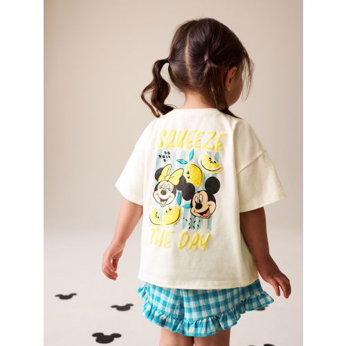 Ecru White Disney Minnie and Mickey Short Sleeve Top and Shorts Set (3mths-7yrs)