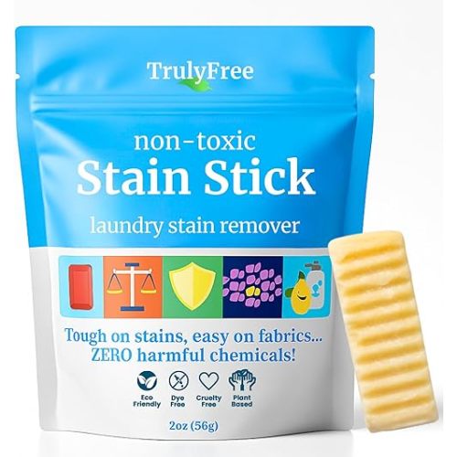 Truly Free Natural Stain Stick - Laundry Spot Remover for Clothes - Removes Food, Blood, Pet, Grass and More - Travel Size Stick - Made With Saponified Coconut and Olive Oils (56g)
