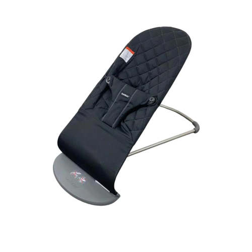 BabyBjorn Bouncer Bliss, Black Woven Classic Quilt, Dark Gray Frame