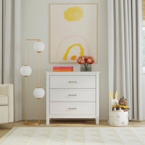 DaVinci Charlie 3-Drawer Dresser - White: Pine Frame, Painted Finish, Modern Vertical Dresser