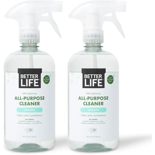 Better Life All Purpose Cleaner - Multipurpose Home and Kitchen Cleaning Spray for Glass, Countertops, Appliances, Upholstery & More - Multi-surface Spray Cleaner - 24oz (Pack of 2) Unscented