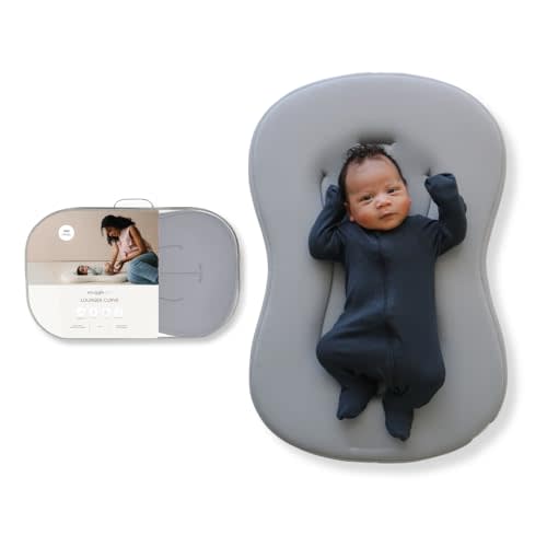 Snuggle Me Organic Newborn Baby Infant Lounger Pillow & Tote Bag - Pebble | CSPC Compliant, Premium Organic Cotton With Snugglecore, Machine Washable Cover, Baby Nest, Baby Registry Essential