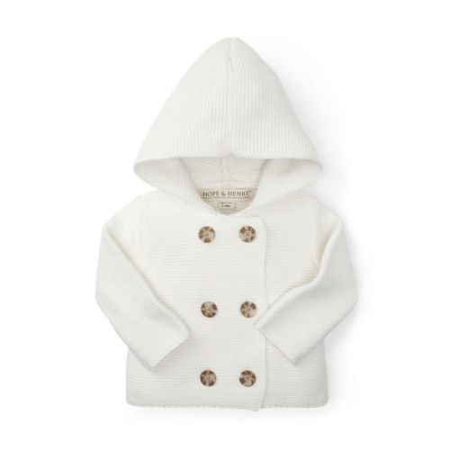 Hope & Henry Baby Hooded Sweater (Soft White, 3-6 Months)