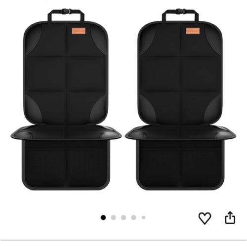 Car Seat Protector, Large Auto Protector for Child Seats with Thickest Padding and Non-Slip Backing Mesh Pockets for SUV, Sedan, Truck, Leather and Fabric - Black