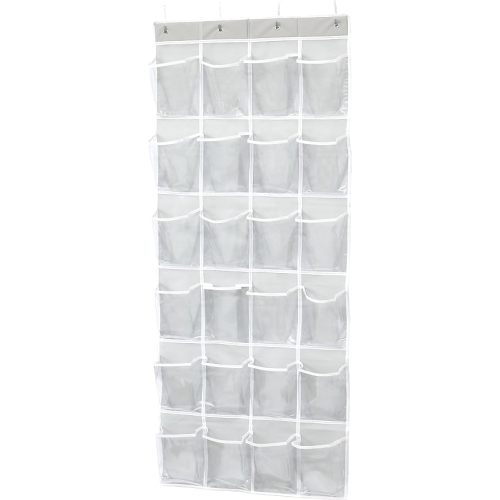 Simple Houseware 24 Pockets Large Clear Over the Door Shoe Organizer, Gray