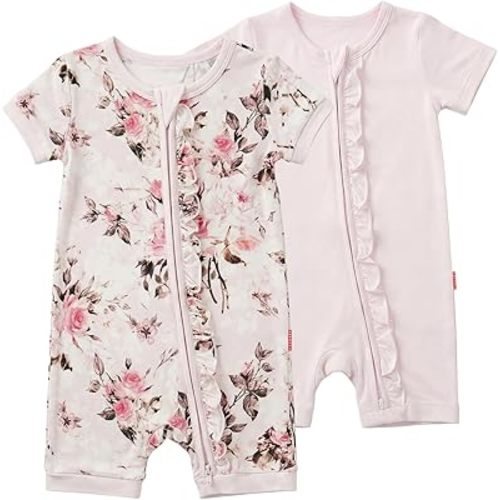 Bamboo Viscose Baby Girl Romper Infant Short Sleeve Zipper Baby Jumpsuit