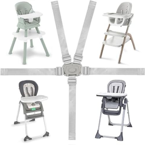 High Chair Replacement Straps Compatible with Ingenuity, Jeep, Evenflo, Baby Trend, IKEA, Skip Hop eon, Peg Perego Highchairs Accessories, for Most 5 & 3 Point High Chairs, Adjustable High Chair Belt