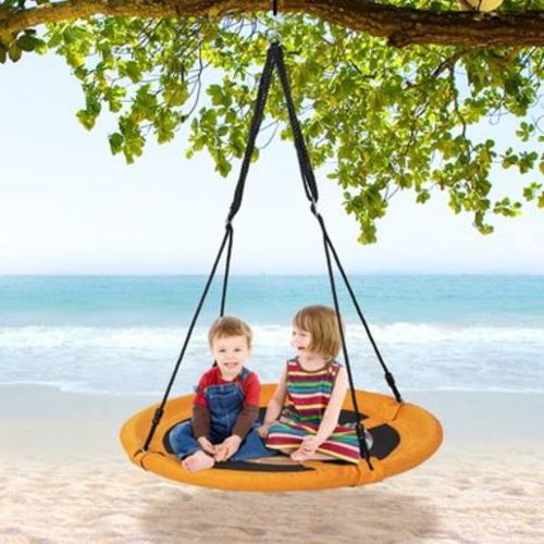 Costway 40'' Flying Saucer Tree Swing Indoor Outdoor Play Set Swing for Kids Yellow