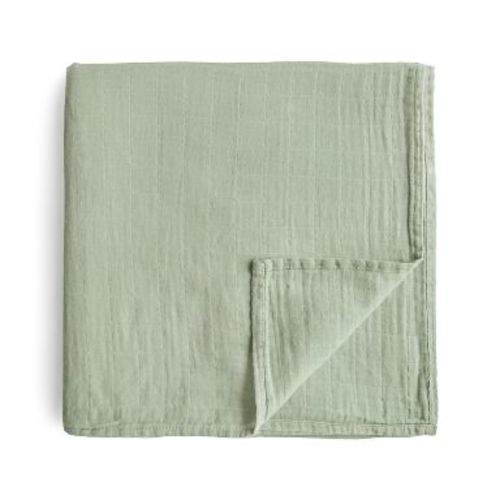 Organic Cotton Muslin Swaddle Blanket Sage One Size