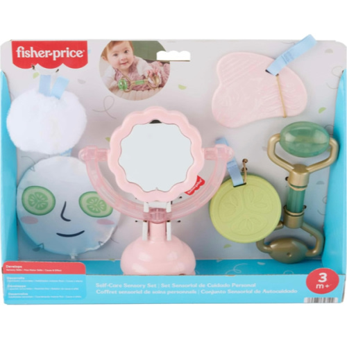 Fisher-Price Baby Toys Mini Me Moments Self-Care Sensory Set 6-Piece Rattle & Teether Activities for Newborns Ages 3+ Months