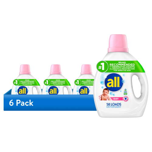 (6 pack) all Baby Liquid Laundry Detergent, 73 oz, 58 Loads