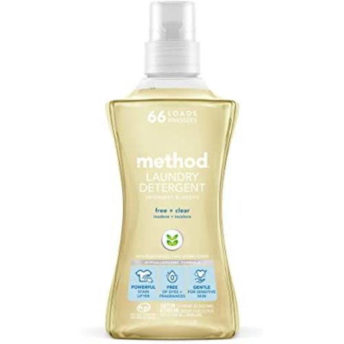 Method Liquid Laundry Detergent; Fragrance Free + Clear; Plant-Based Stain Remover; 66 Loads per 53.5 fl oz bottle; (Pack of 1)