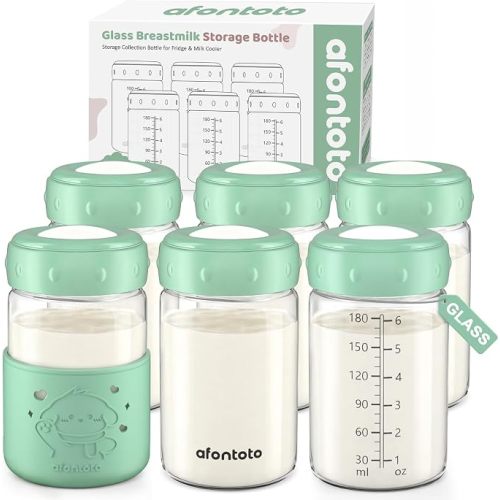 Glass Breastmilk Storage Bottles, Replacement Spectra Pump Bottles, BPA Free Wide Neck Borosilicate Glass Breast Milk Collection Baby Bottle with Silicone Sleeve, Breastfeeding Essentials, 6oz, 4 PCS