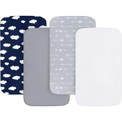 Baby Bassinet Sheets 4 Pack Compatible with BIERUM, AMKE 3 in 1 Baby Bassinet, venowu, Bold, Ezebaby, Li'l Pengyu and GoFirst Bedside Sleeper, Ultra Soft & Skin-Friendly, Washer & Dryer