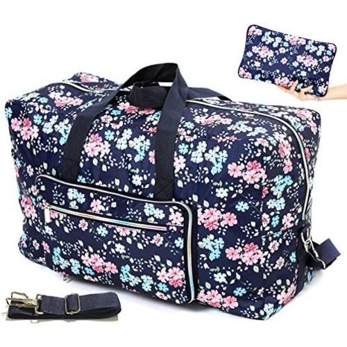 Large Foldable Travel Duffel Bag, Sports Tote Gym Bag For Women with Trolley Sleeve Weekender Overnight Carry On Checked Luggage Bag Hospital Bag Tote Shoulder Handbag Bag