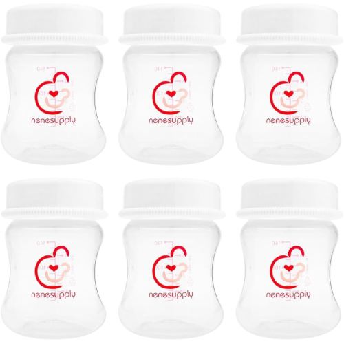 Nenesupply 4.7oz 6pc Wide Neck Breastmilk Storage Bottles Breast Pump Bottles Use on Pumping with Spectra S1 S2 Synergy Gold Breast Pumps Collection Replace Spectra Bottles for Pumping Wide Mouth