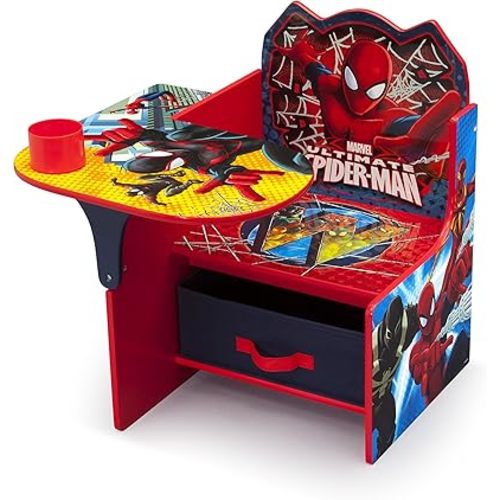 Delta Children Chair Desk With Storage Bin - Greenguard Gold Certified, Spider-Man, Arm Rest, Cushion Availability, Engineered Wood