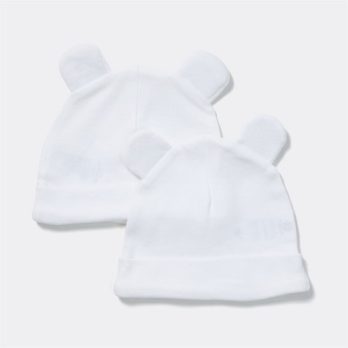 Dymples Baby Bear Beanie 2 Pack - White - Size 000-00