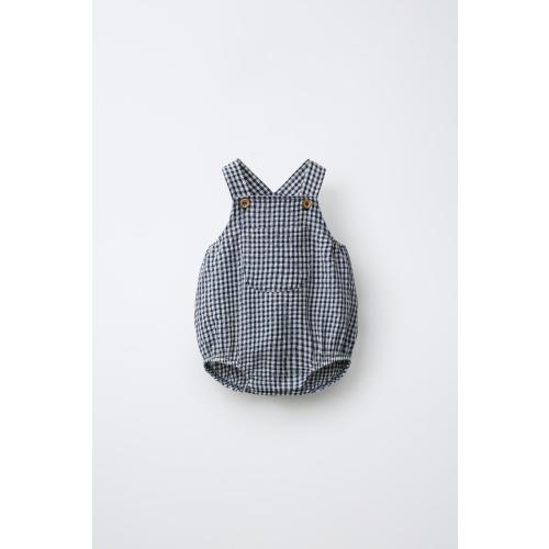 GINGHAM ROMPER - Navy blue | ZARA United States