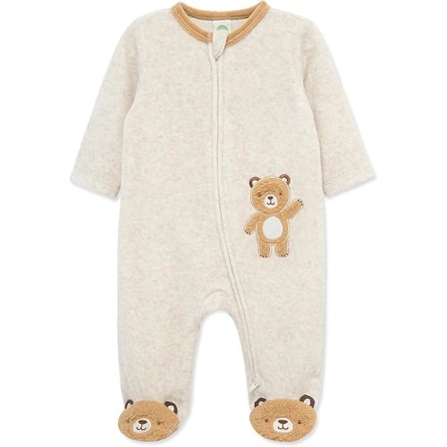 Little Me Clothes for Baby Boys' and Girls' Velour Footie Sleeper Rompers
