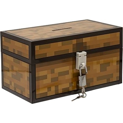 Paladone Minecraft Chest Money Bank – Officially Licensed Piggy Bank for Kids, Boys & Girls – Gaming Room & Bedroom Decor – Fun Gift Accessory