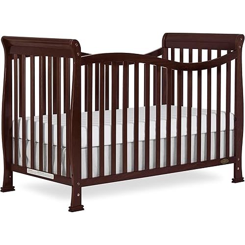Dream On Me Violet 7-in-1 Convertible Full-Size Baby Crib with Toddler, Day & Full Bed Conversion in Espresso, GreenGuard Gold & BSA, 4 Mattress Heights, Sustainable Pinewood