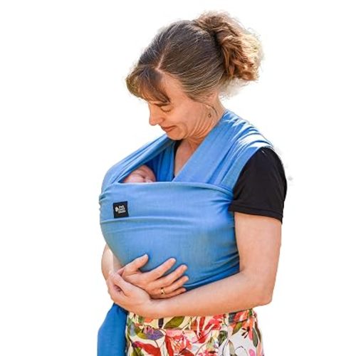 Baby Wrap Carrier Soft, Stretchy, Cotton Baby Wrap, Baby Sling, Nursing Cover Up for use with Newborn-Toddler: Evenly distributes Weight for More Comfortable Carrying (Medium Blue)