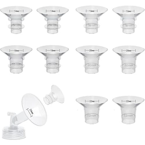 Flange Inserts 10PCS 14/16/18/20/22mm*2 Compatible with Momcozy M5/M6/M9/S12pro/S9pro/Spectra/Medela/Willow/TSRETE 24mm Breast Pump Shields/Flanges,Reduce 24mm Tunnel Down to Correct Size
