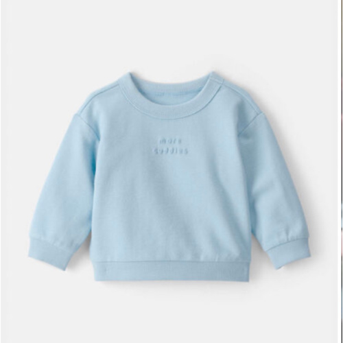 Baby 'More Cuddles' French Terry Pullover Sweatshirt - Blue | Carter's