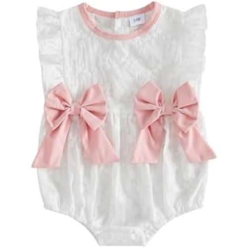 RSRZRCJ Infant Baby Girl Sleeveless Romper Lace Flower Ruffle Jumpsuit Bodysuit Top 3 6 12 18 Months Girls Summer Clothes