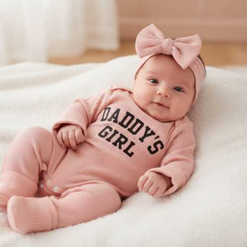 Baby Girl Romper with Headband,Long Sleeve Ruffle Jumpsuit Newborn Outfit