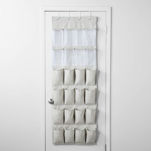 Over The Door 24 Pocket Mesh Shoe Organizer Light Gray - Brightroom™: Hanging Shoe Storage, Holds 24 Pairs, No Assembly Required