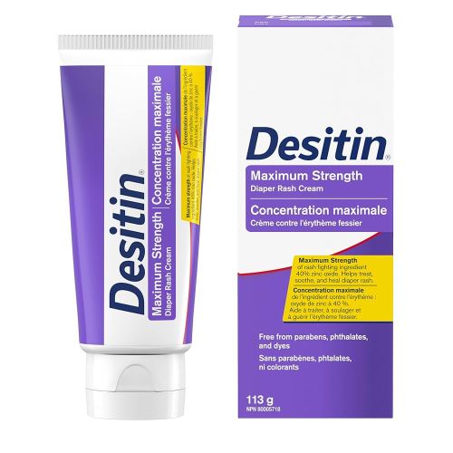 Desitin Maximum Strength Baby Diaper Rash Cream, 40% Zinc Oxide to Help Treat, Heal, and Prevent Diaper Rash, Hypoallergenic, Phthalate- & Paraben-Free Paste, 113 g