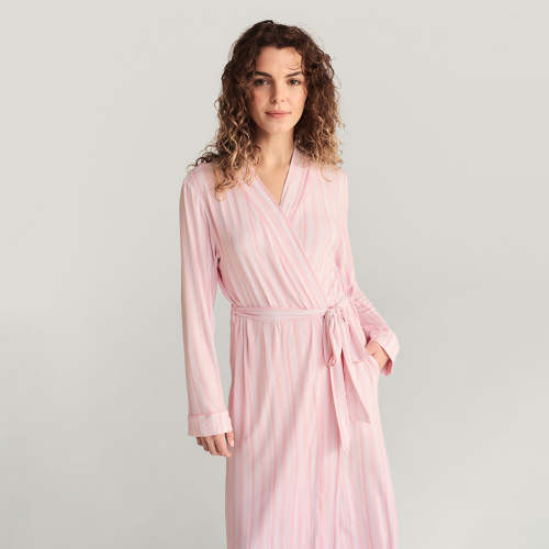 Stripe Pink Long Sleeve Remi Luxe Robe | Posh Peanut®
