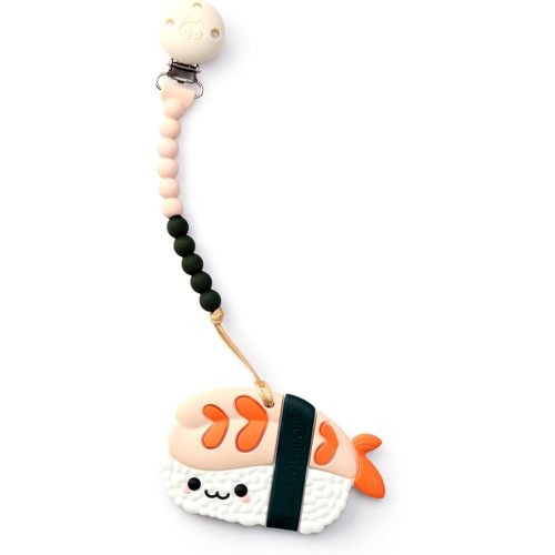 Loulou Lollipop Silicone Teether Set with Pacifier Clip, Ebi Shrimp
