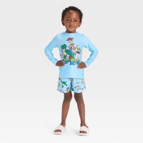 Toddler Boys' Disney Toy Story Long Sleeve Rash Guard Swim Set - Blue