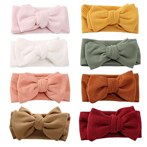 GEZISAN Baby Headbands Waffle Hairband with Bows for Baby Girls Newborn Infant Toddlers Kids