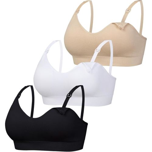 Seamless Nursing Bra for Women 3 Packs Wireless Maternity Bra Soft Stretchy Pregnancy Sleep Bralette
