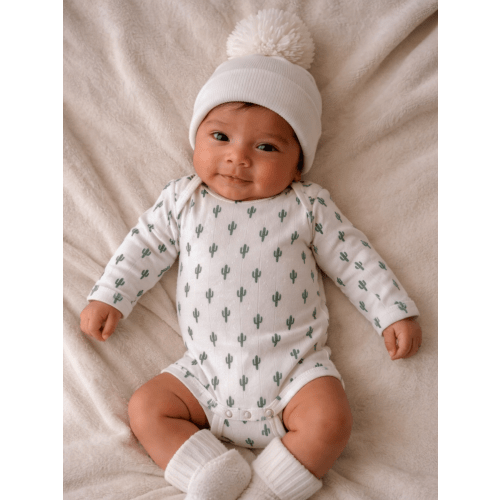 Cactus / Organic Pointelle Long Sleeve Bodysuit