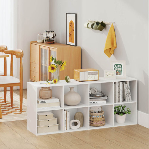 Costway 8-cube Bookcase Bookshelf With 2 Anti-tipping Kits Storage Organizer Rustic White & Reviews | Wayfair