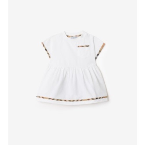 Check Trim Cotton Dress with Bloomers in White - Children | Burberry® Official