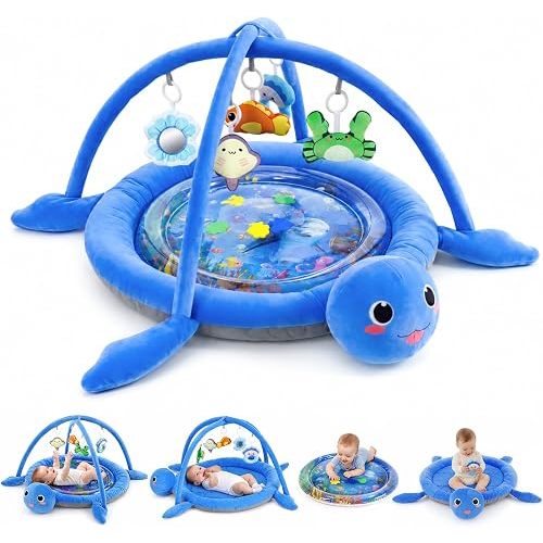 Turtle Baby Gym Play Mat, Baby Tummy Time Water Mat for Floor